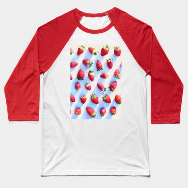 Sunset Strawberries Baseball T-Shirt by micklyn